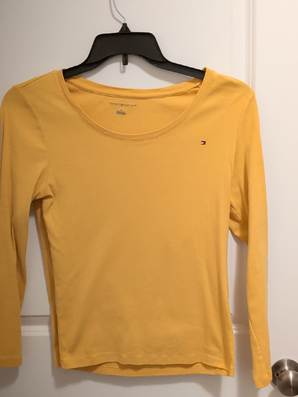 Tommy Hilfiger Yellow Long Sleeve Scoop Neck Tee